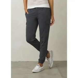 prAna Sage Jogger Pants Gray Grey Cargo Cropped Capris Athleisure Women's 12